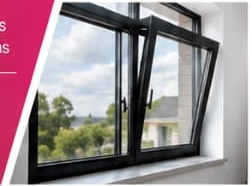 Black aluminium awning window installation